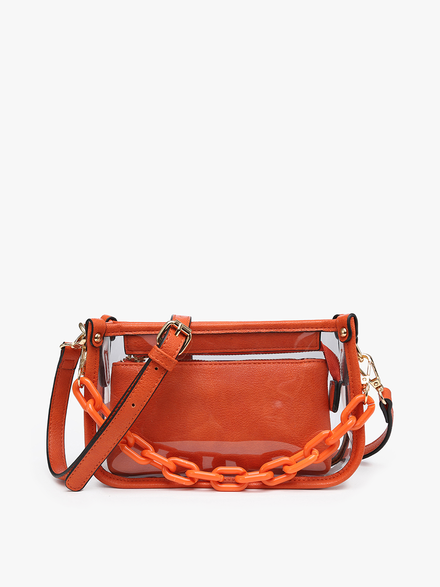 Jen &amp; Co. - Jessica Stadium Clear Crossbody Bag – Chain Strap | M2226CR