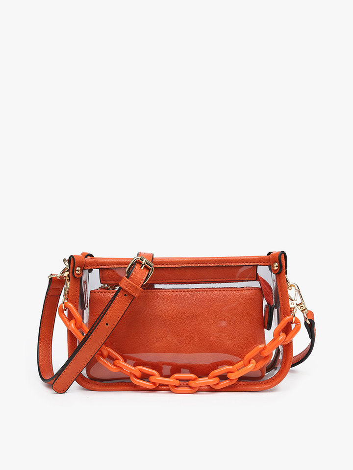 Jen &amp; Co. - Jessica Stadium Clear Crossbody Bag – Chain Strap | M2226CR