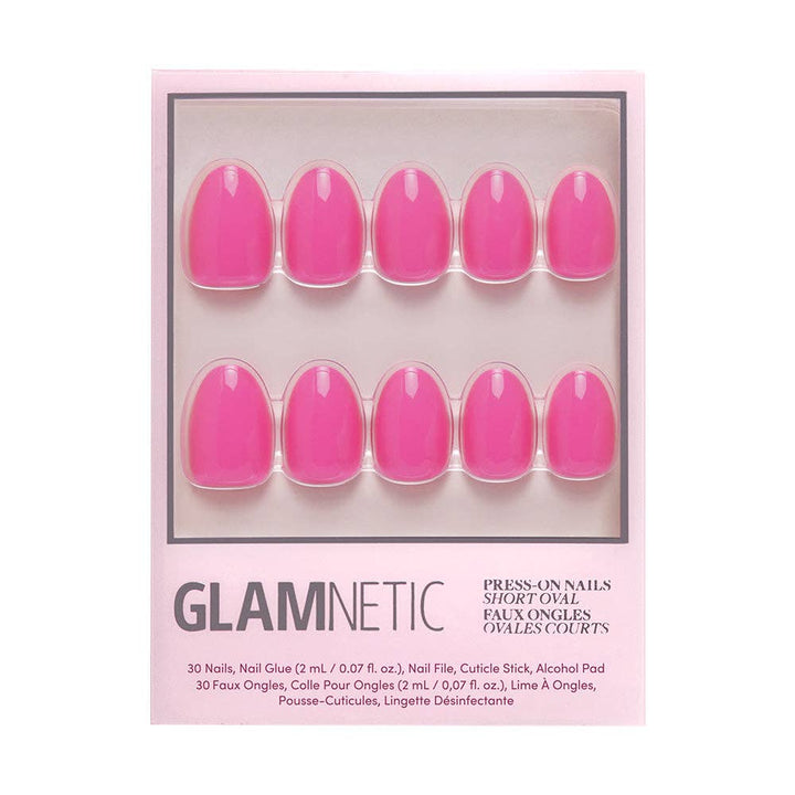 Glamnetic - Hot Pink Press-On Nails | Solid Nails | Short Oval Length