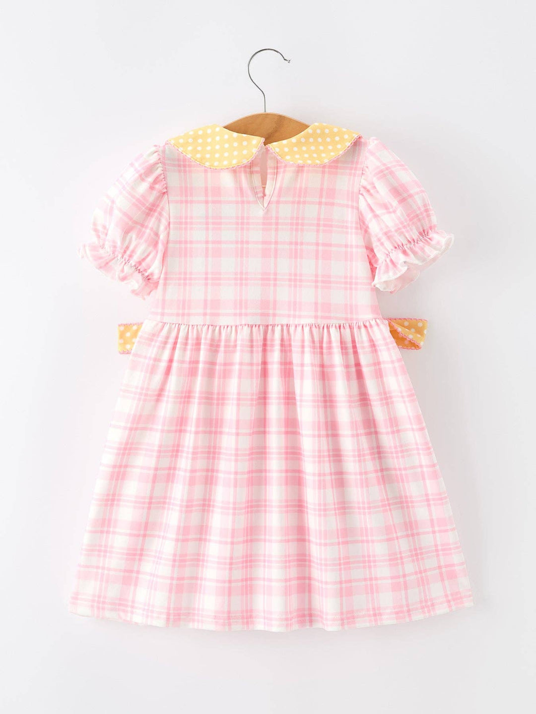 Girls Back To School Pencil Plaid Twirl Dress Bow Petals Collar