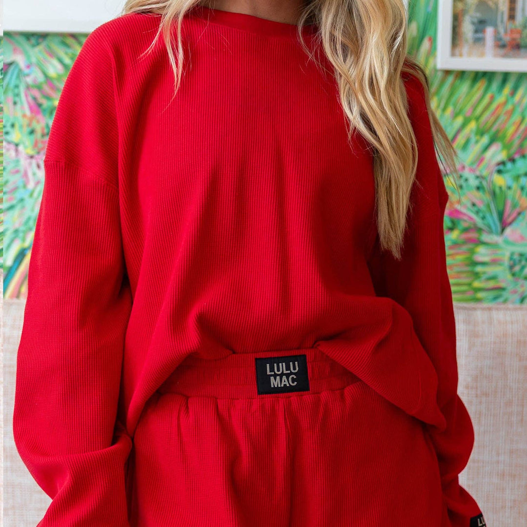 Girlie Girl Originals - LM-WAFFLE LONGSLEEVE TOP-RED