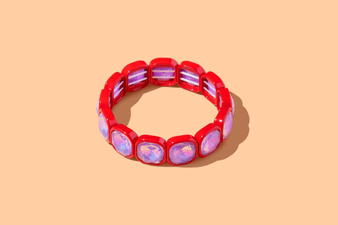 Taylor Elliott Designs - Enamel Stretch Bracelet - Rounded Gems - Elise -