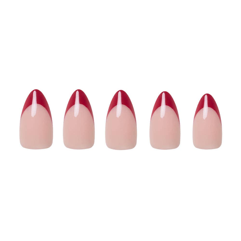 Glamnetic - Rose Garden Press-On Nails | Red French Tip | Short Almond
