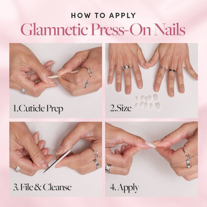 Glamnetic - Raspberry Sorbet Press-On Nails | French Tip | Short Almond