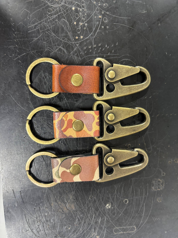 Leather/Camo Clip Keychain