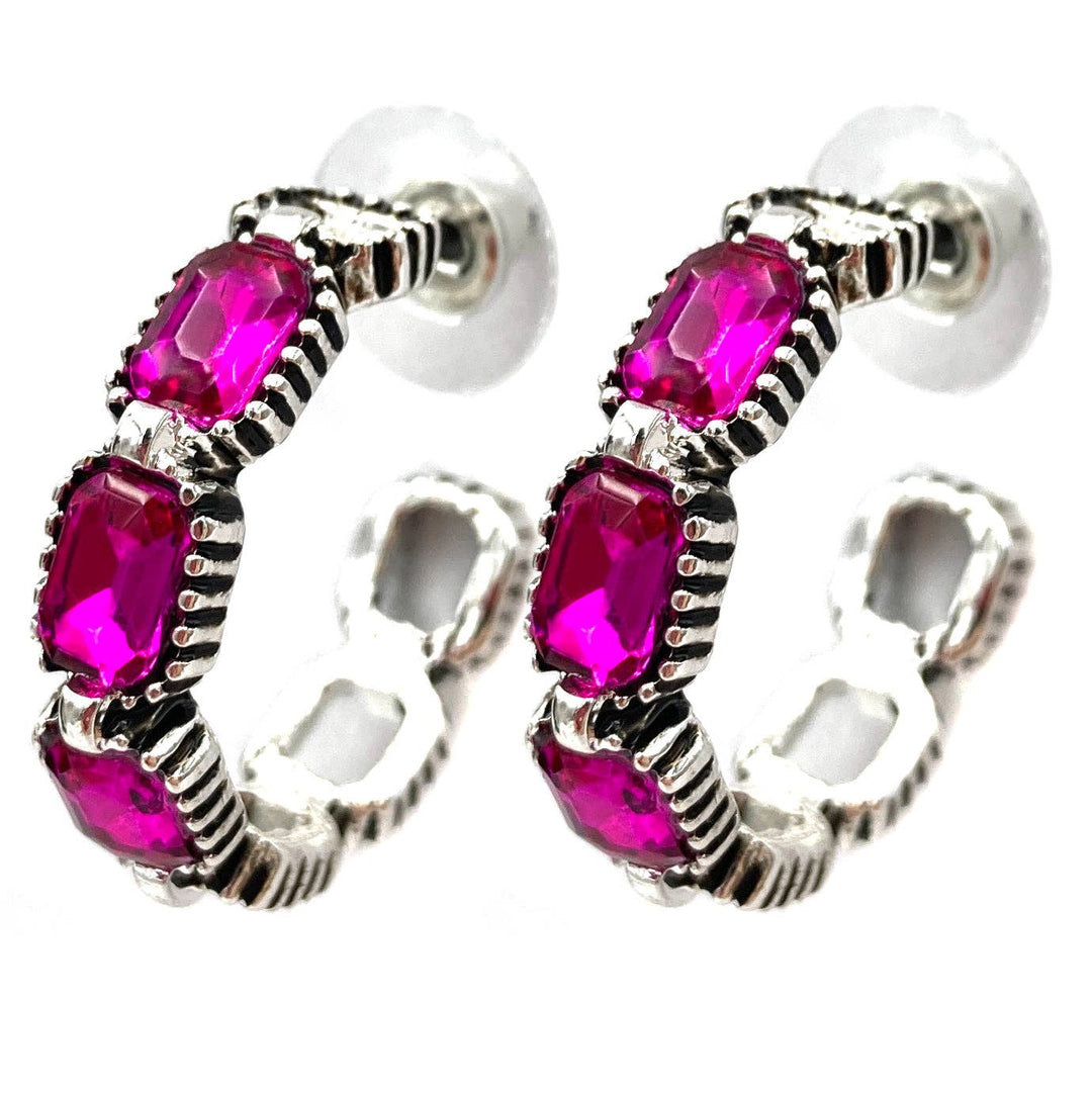 Lunar Deer - Crystal Gems Open Hoop Earrings
