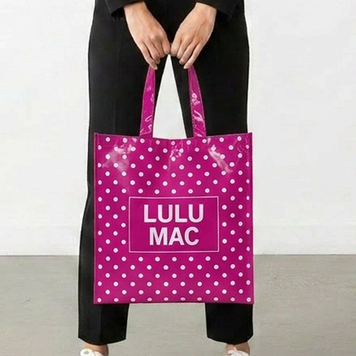 Lulu Mac REUSABLE TOTE -HOT PINK WHITE DOT