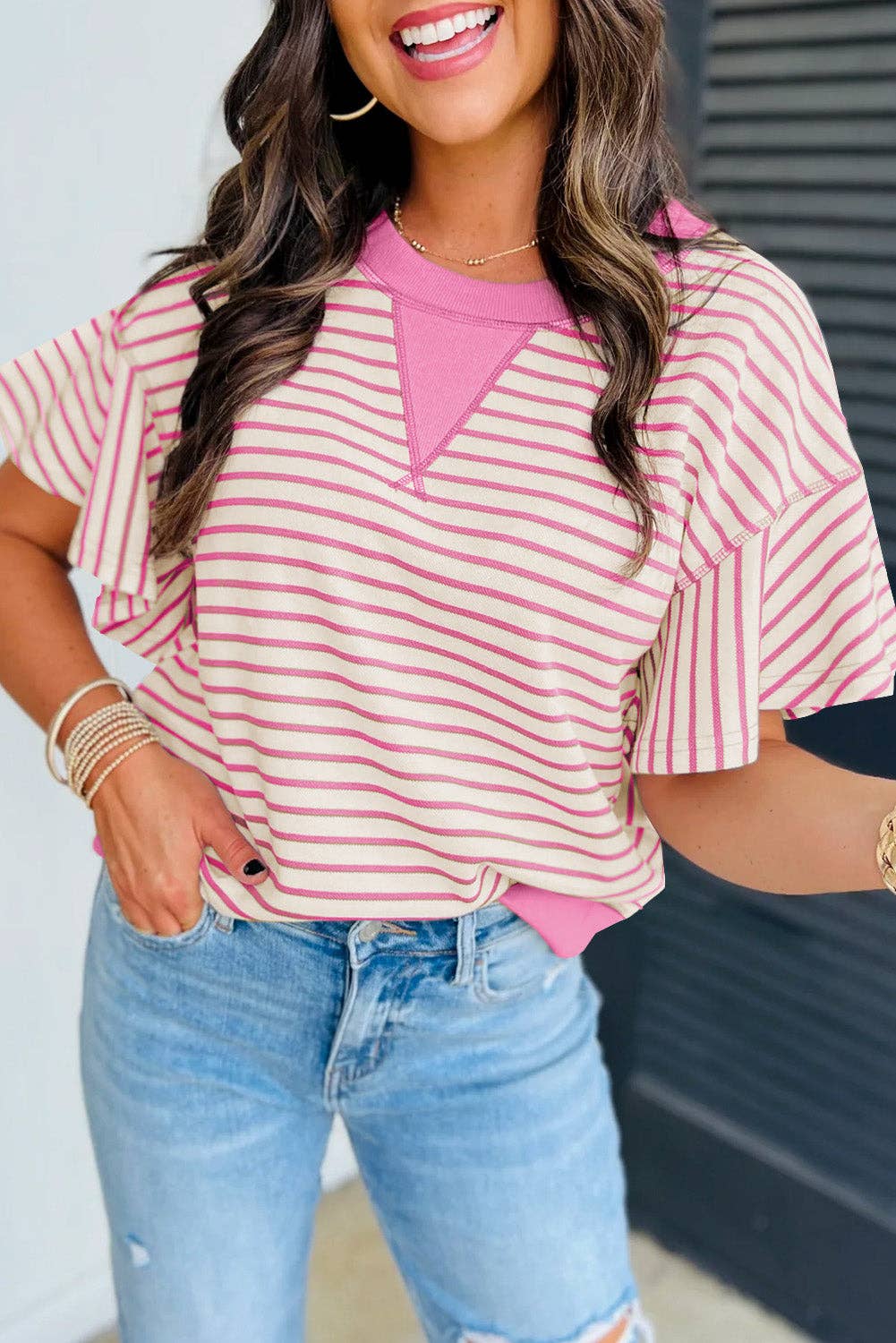 Striped Ruffle Top