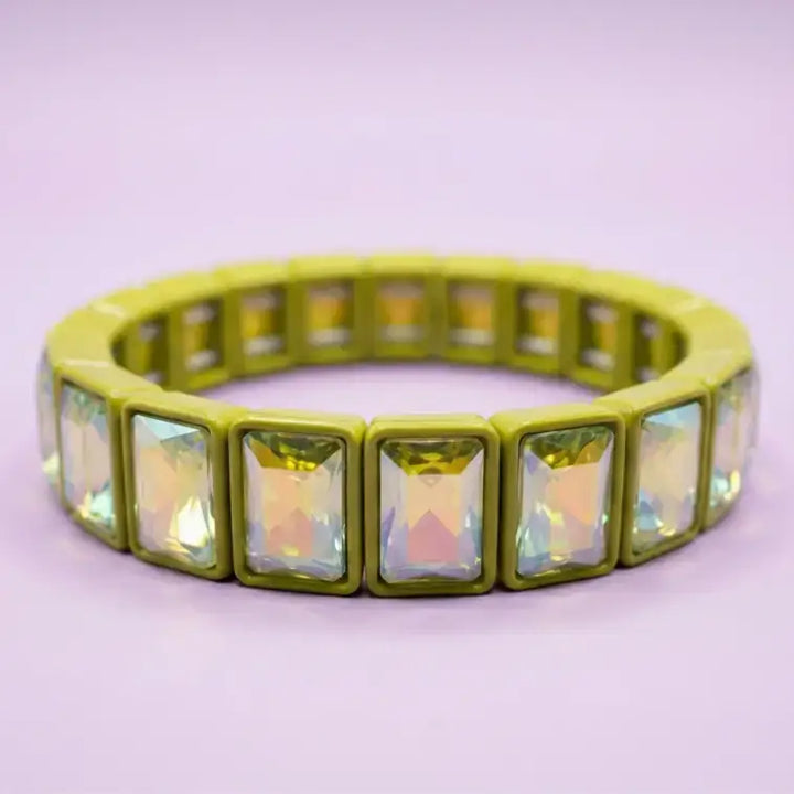 Taylor Elliott Designs - Enamel Stretch Bracelet - Rectangle Gems - Estelle -