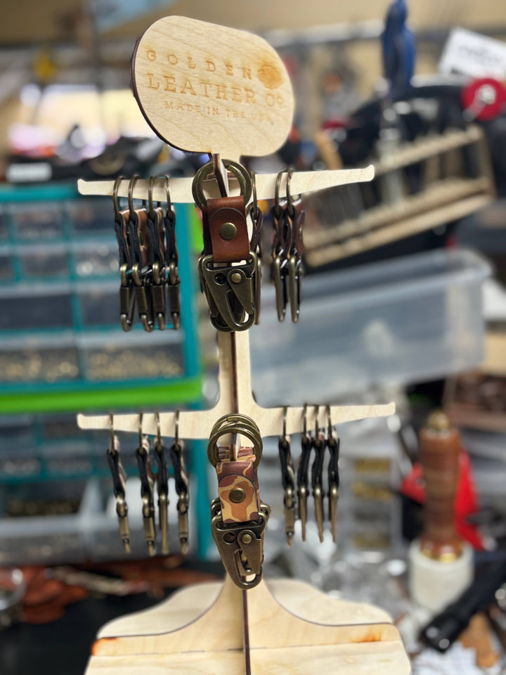 Leather/Camo Clip Keychain