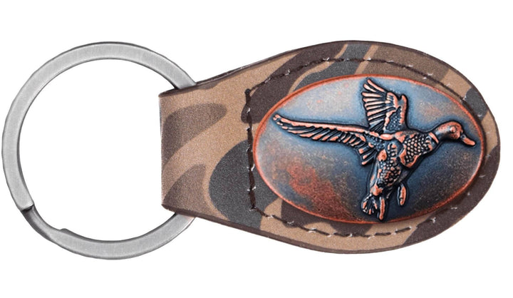 Brown Old School Camo Leather Key Fob.