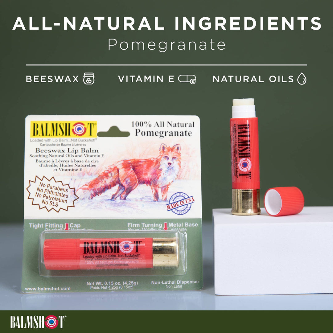 BALMSHOT Lip Balm - Shotgun Shell Lip Balm | Pomegranate | 100% All-Natural