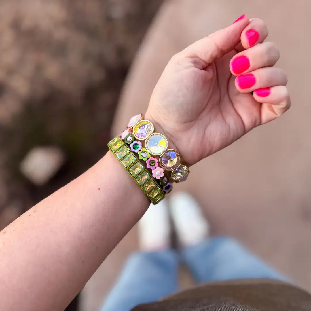 Taylor Elliott Designs - Enamel Stretch Bracelet - Rectangle Gems - Estelle -