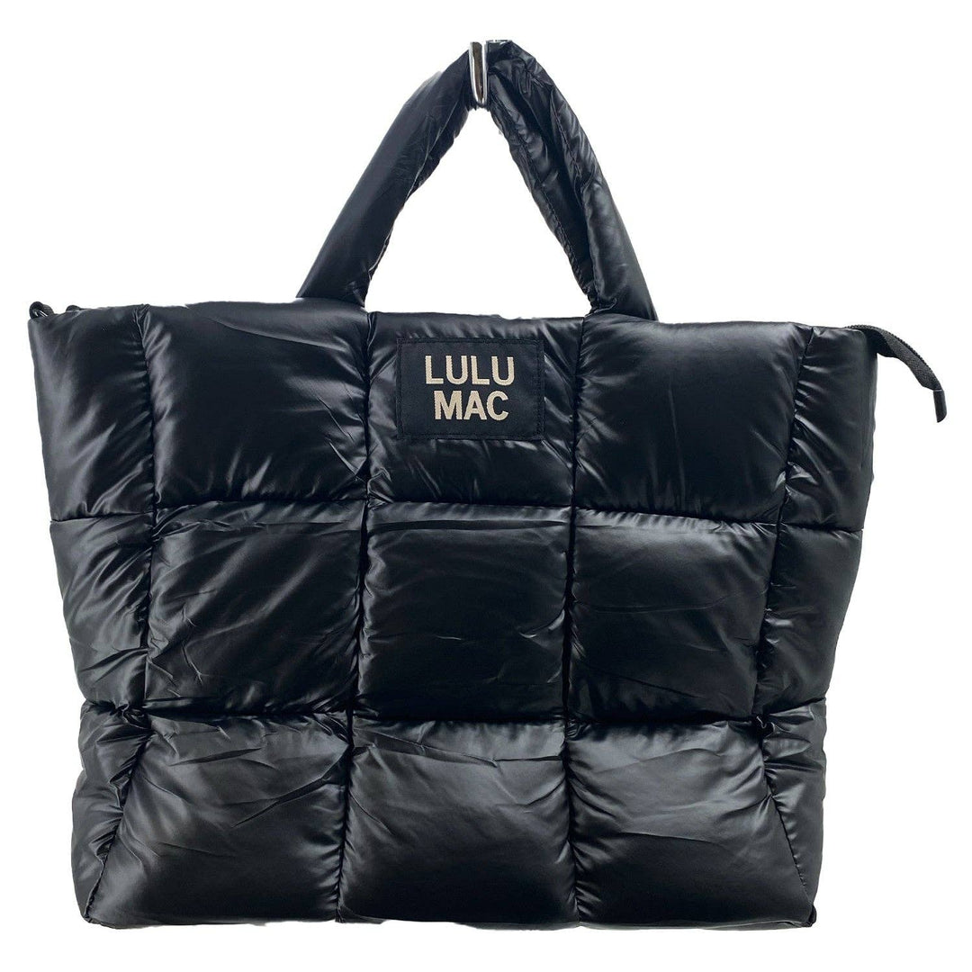 Large Puffer Metallic Handbag- Matte Black