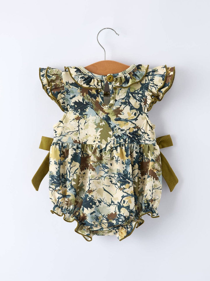 Rylee Faith Designs - Duck Smocking Embroidery Baby Girls Camouflage Romper