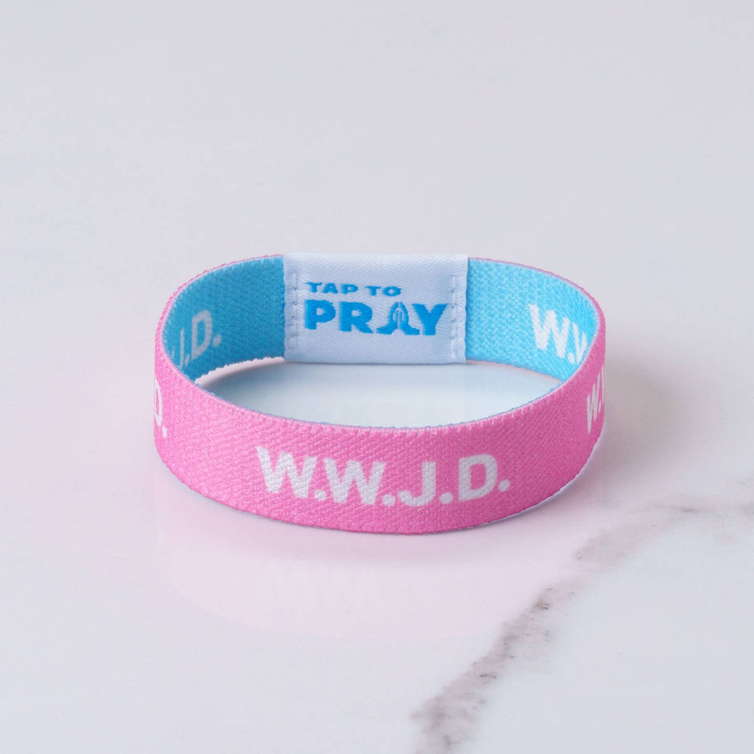 Versible - Tap To Pray™ Wristbands - Blue &amp; Pink WWJD