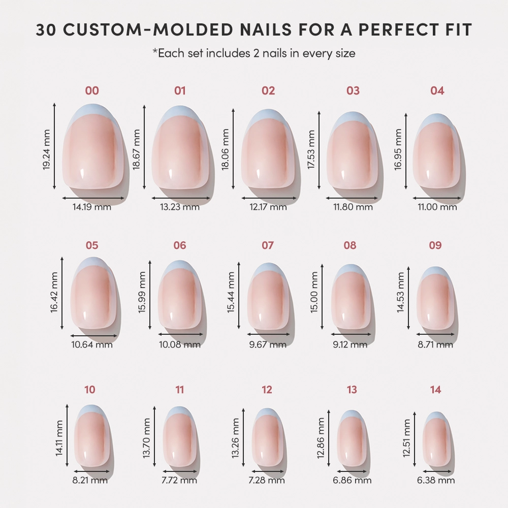 Glamnetic - Into Blue Press-On Nails|Short Oval|Light Blue Glazed French