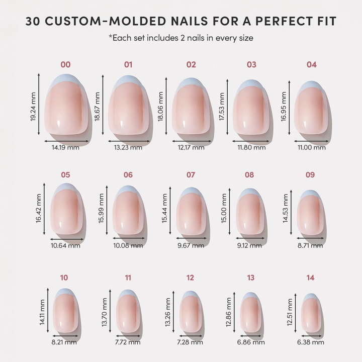 Glamnetic - Into Blue Press-On Nails|Short Oval|Light Blue Glazed French
