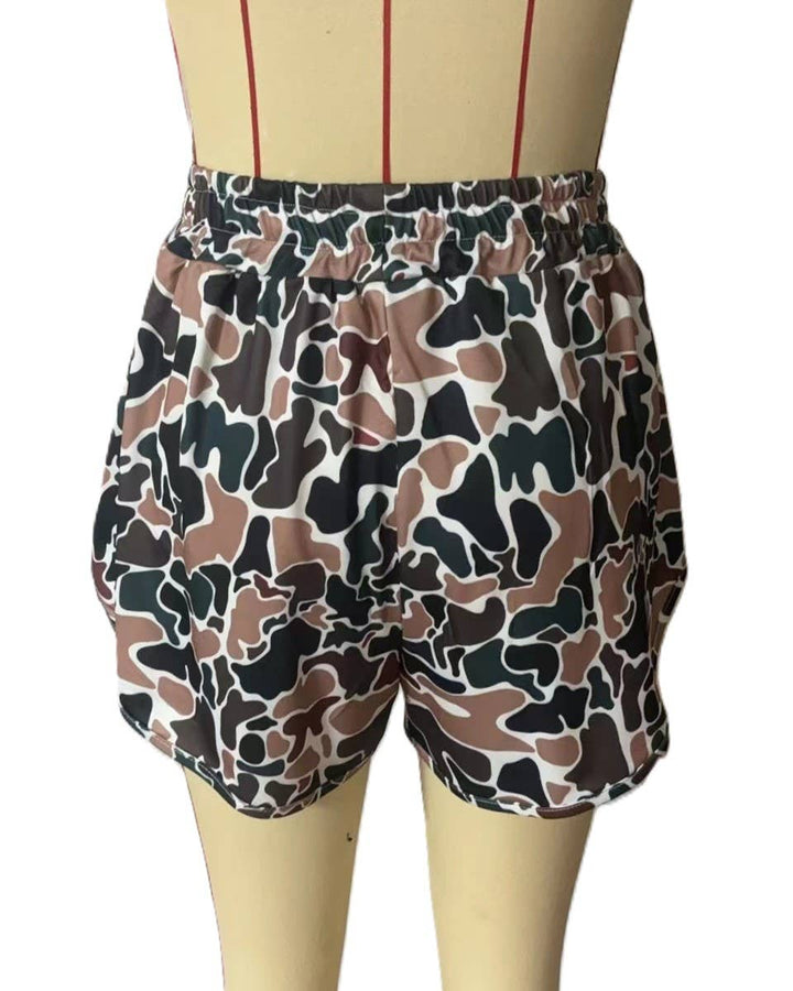 Rosa Clothing - Elasticated Camouflage Digital Print Shorts