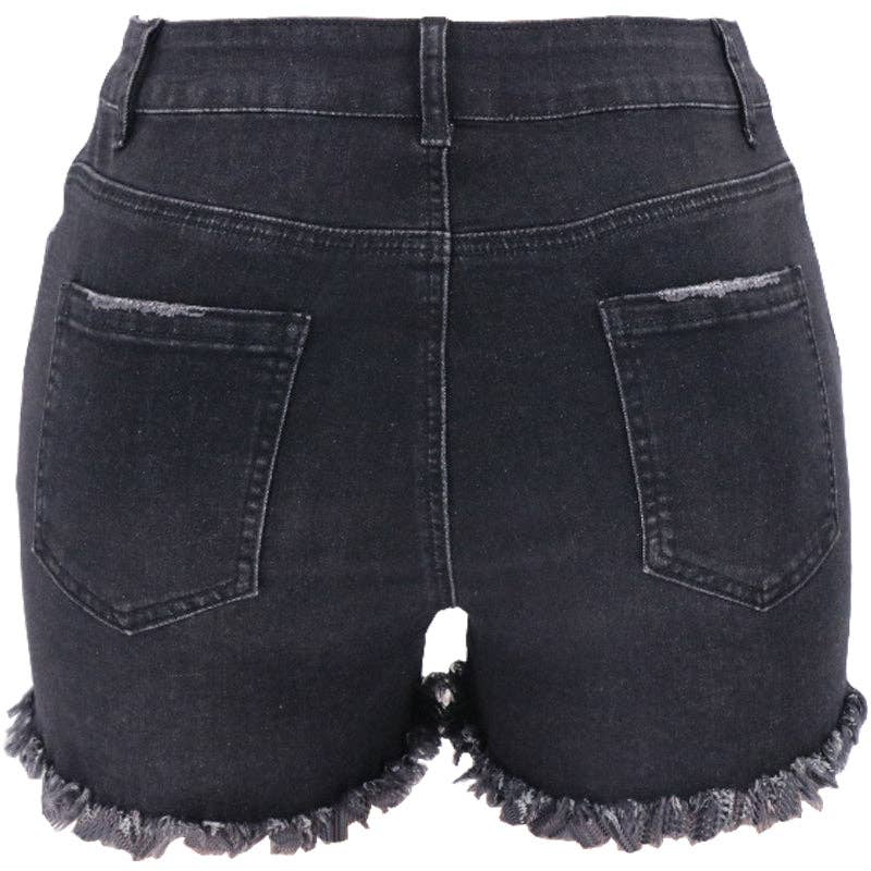 High Rise Distressed Denim Shorts for Women
