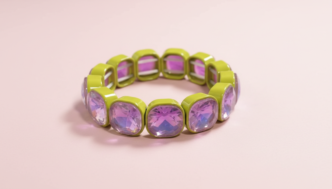 Taylor Elliott Designs - Enamel Stretch Bracelet - Large Gems - Griffin -
