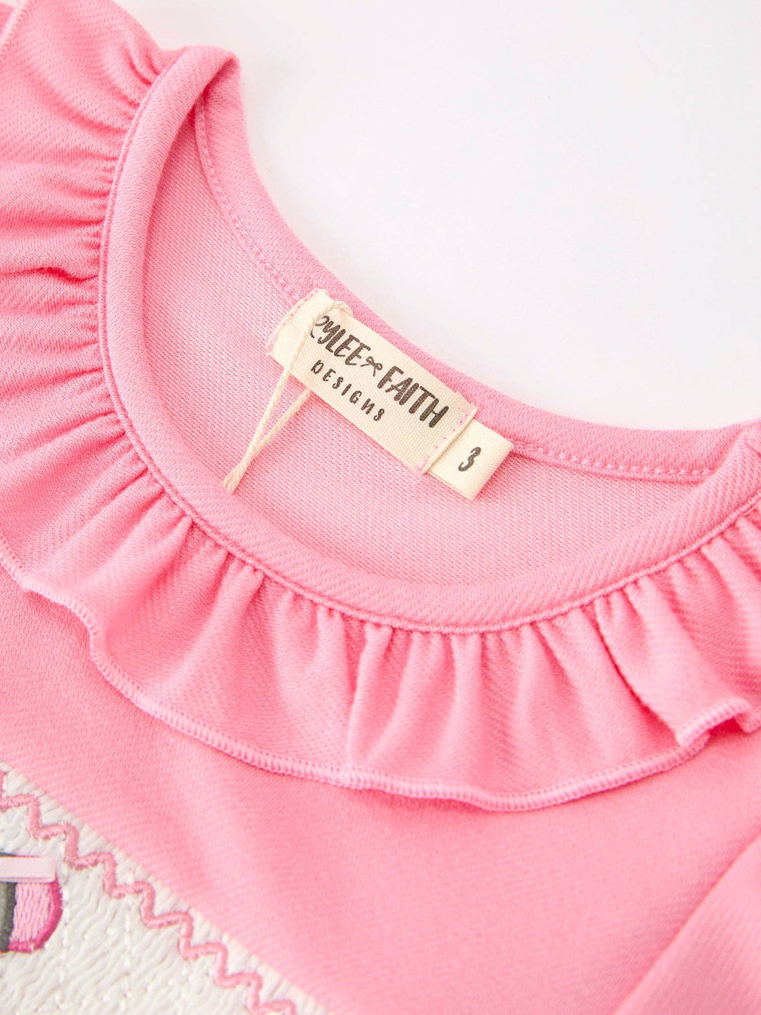 Back To School Embroidery Girls Dress Bow Ruffle Puff Sleeve