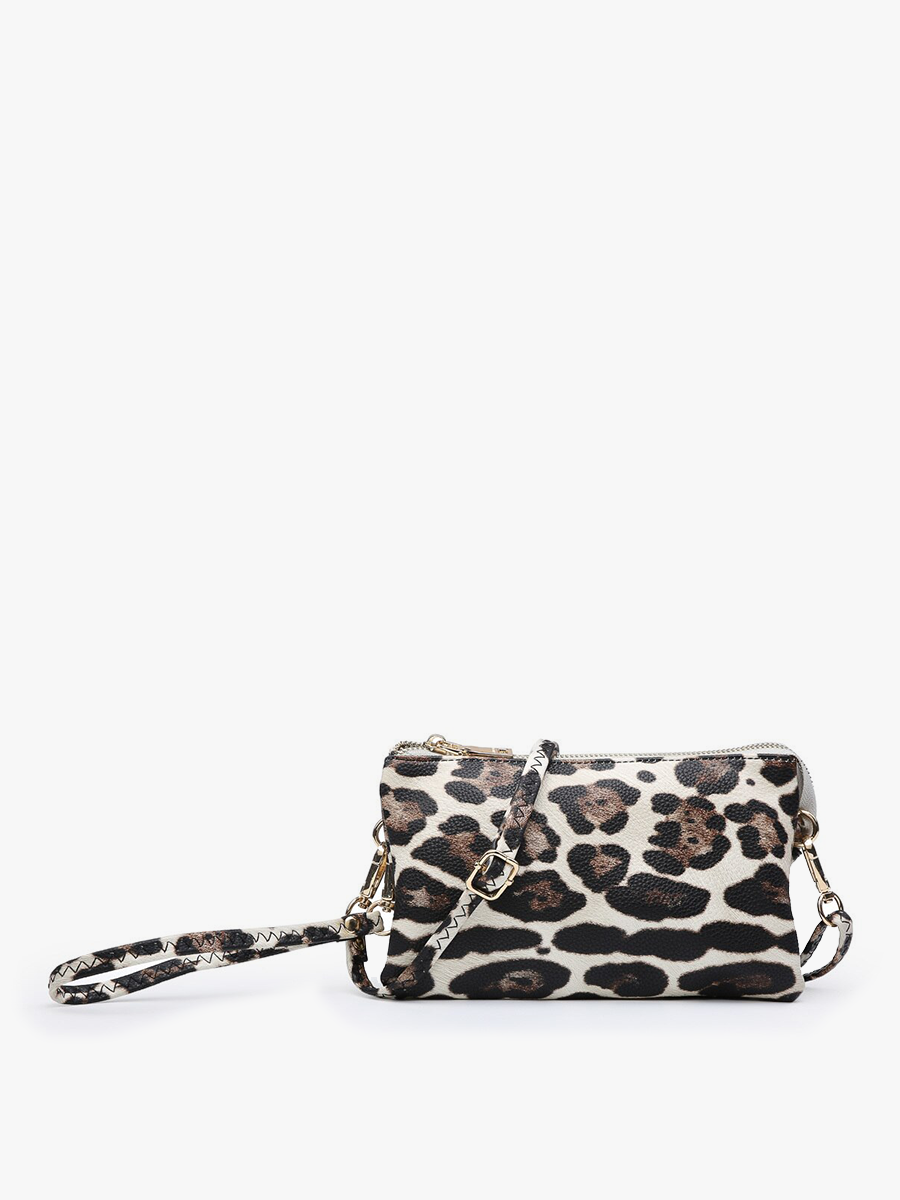Jen &amp; Co. - Riley Leopard 3 Compartment Crossbody/Wristlet