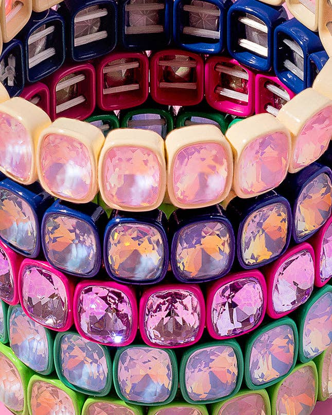 Taylor Elliott Designs - Enamel Stretch Bracelet - Square Gems - Layla -