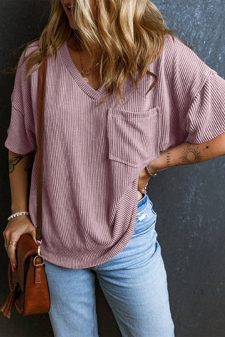 Corded V Neck