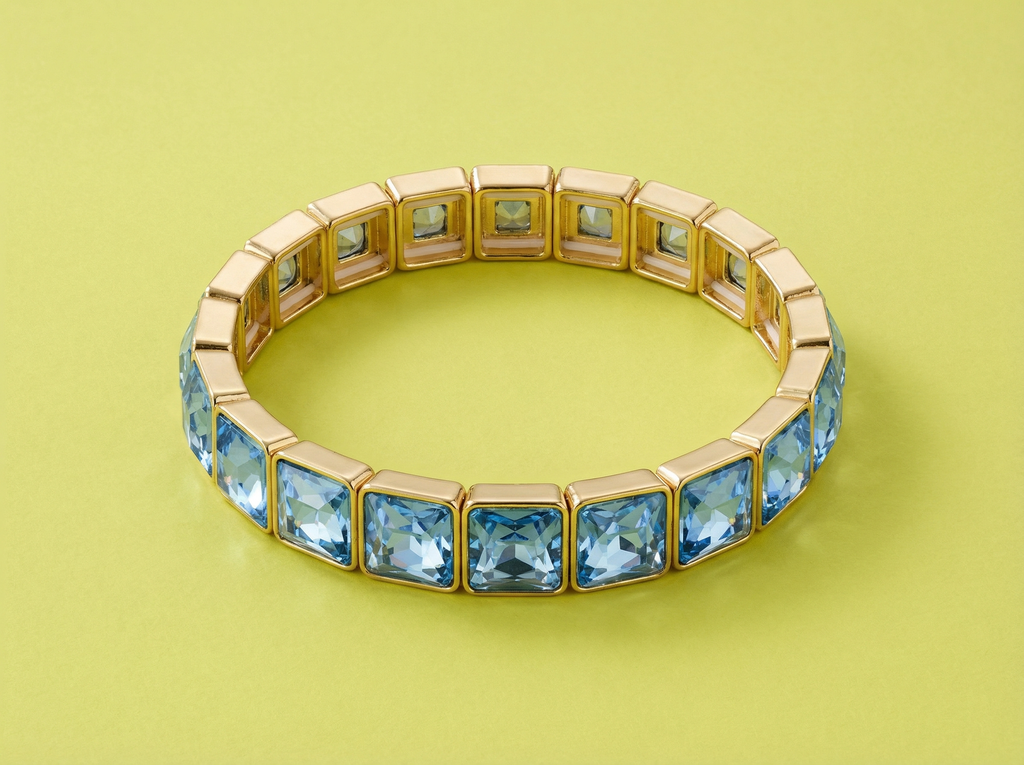 Taylor Elliott Designs - Enamel Stretch Bracelet - Square Gems - Libby -