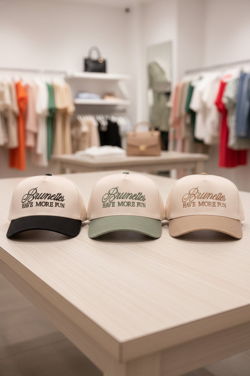 Brunettes have more fun two-tone canvas cotton cap