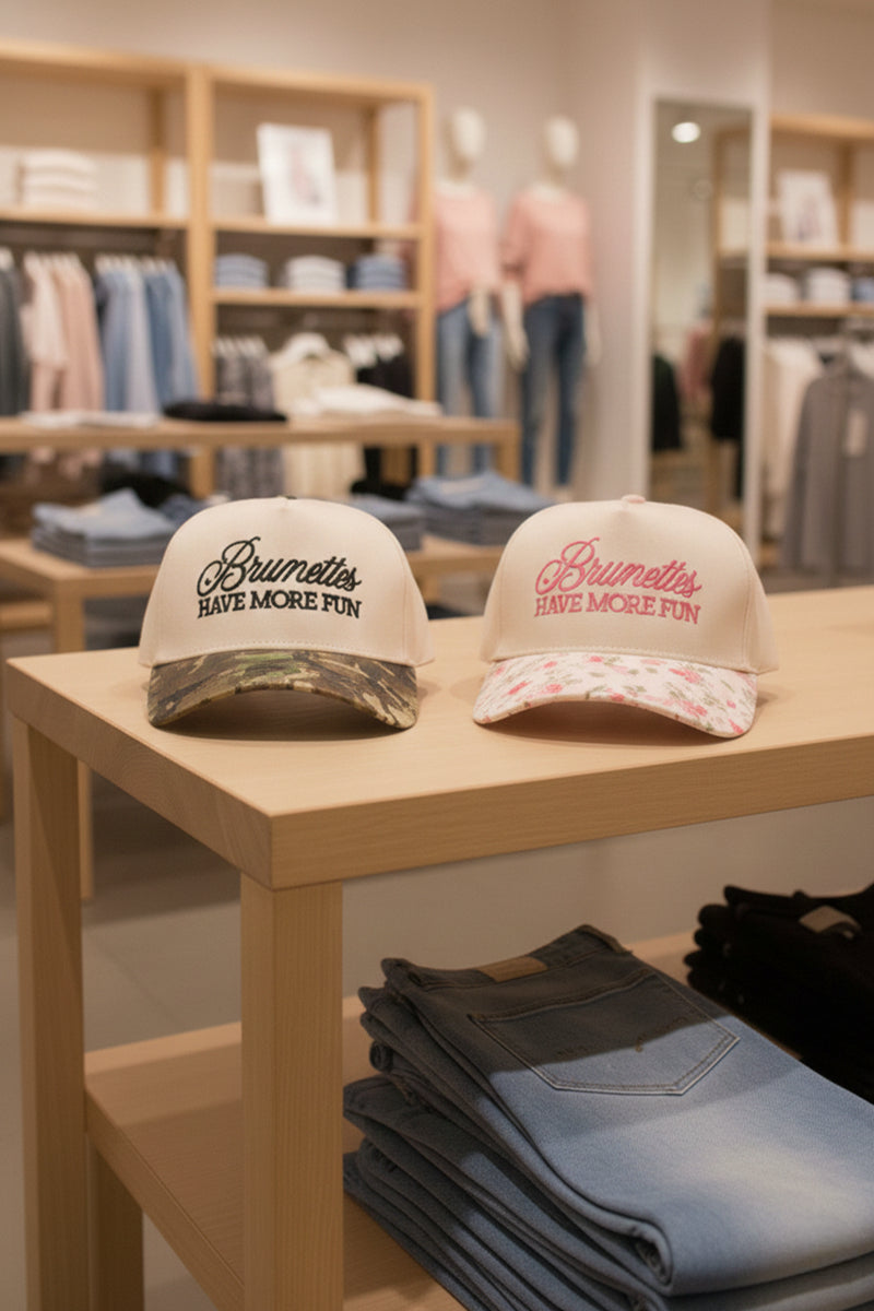 Brunettes have more fun two-tone canvas cotton cap