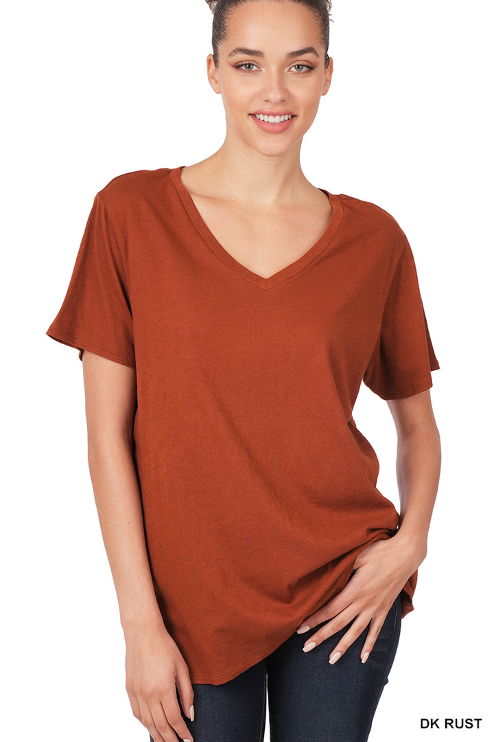 Cotton short sleeve v-neck tee