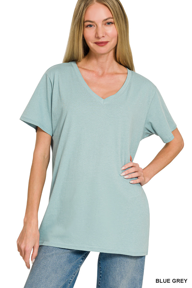 Cotton short sleeve v-neck tee