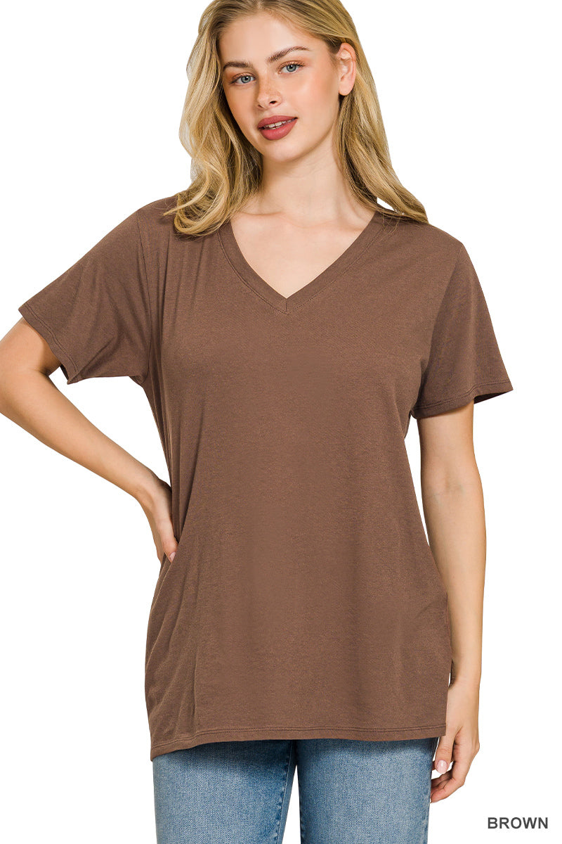 Cotton short sleeve v-neck tee