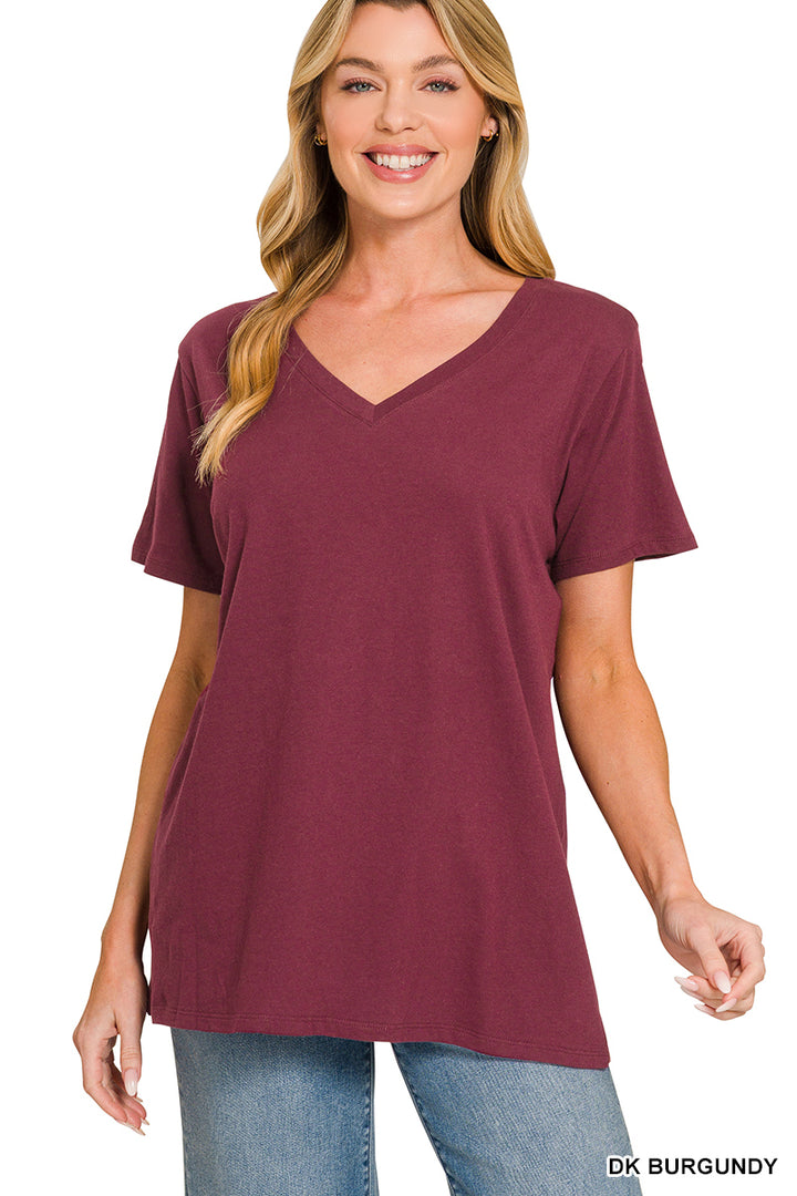 Cotton short sleeve v-neck tee