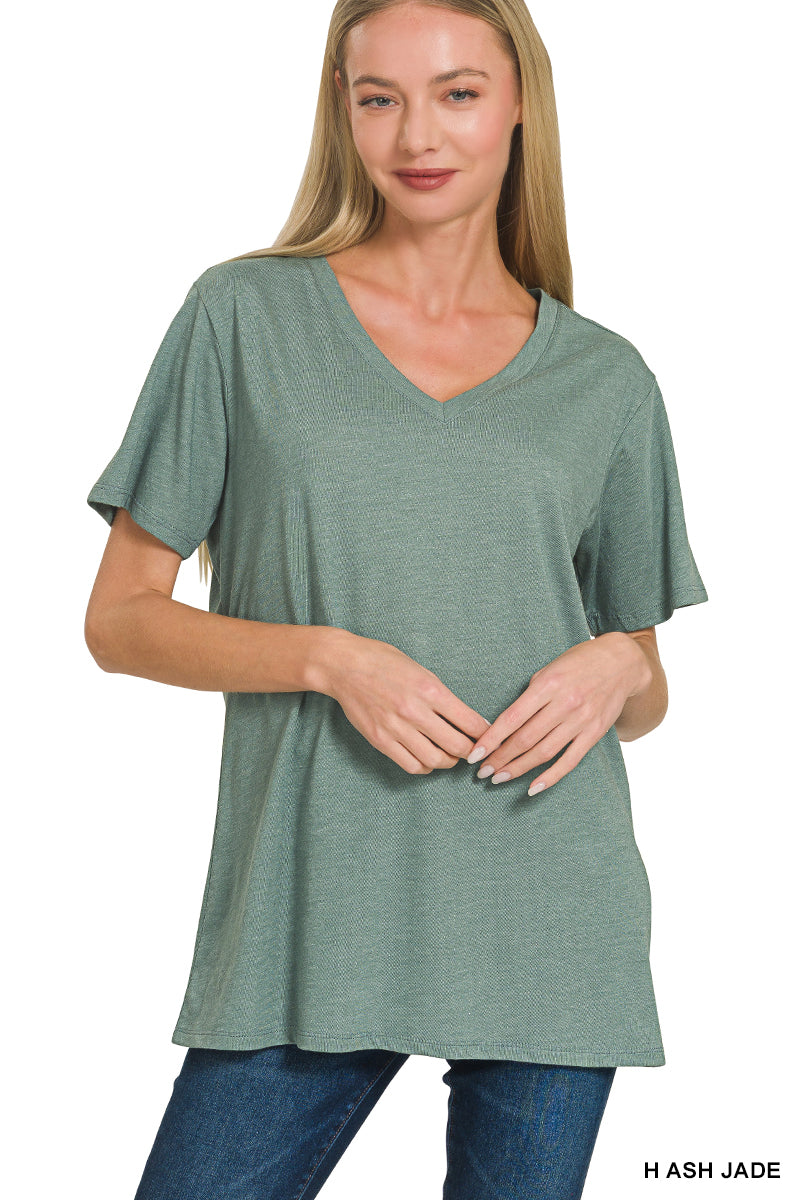 Cotton short sleeve v-neck tee