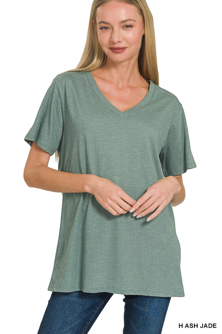 Cotton short sleeve v-neck tee