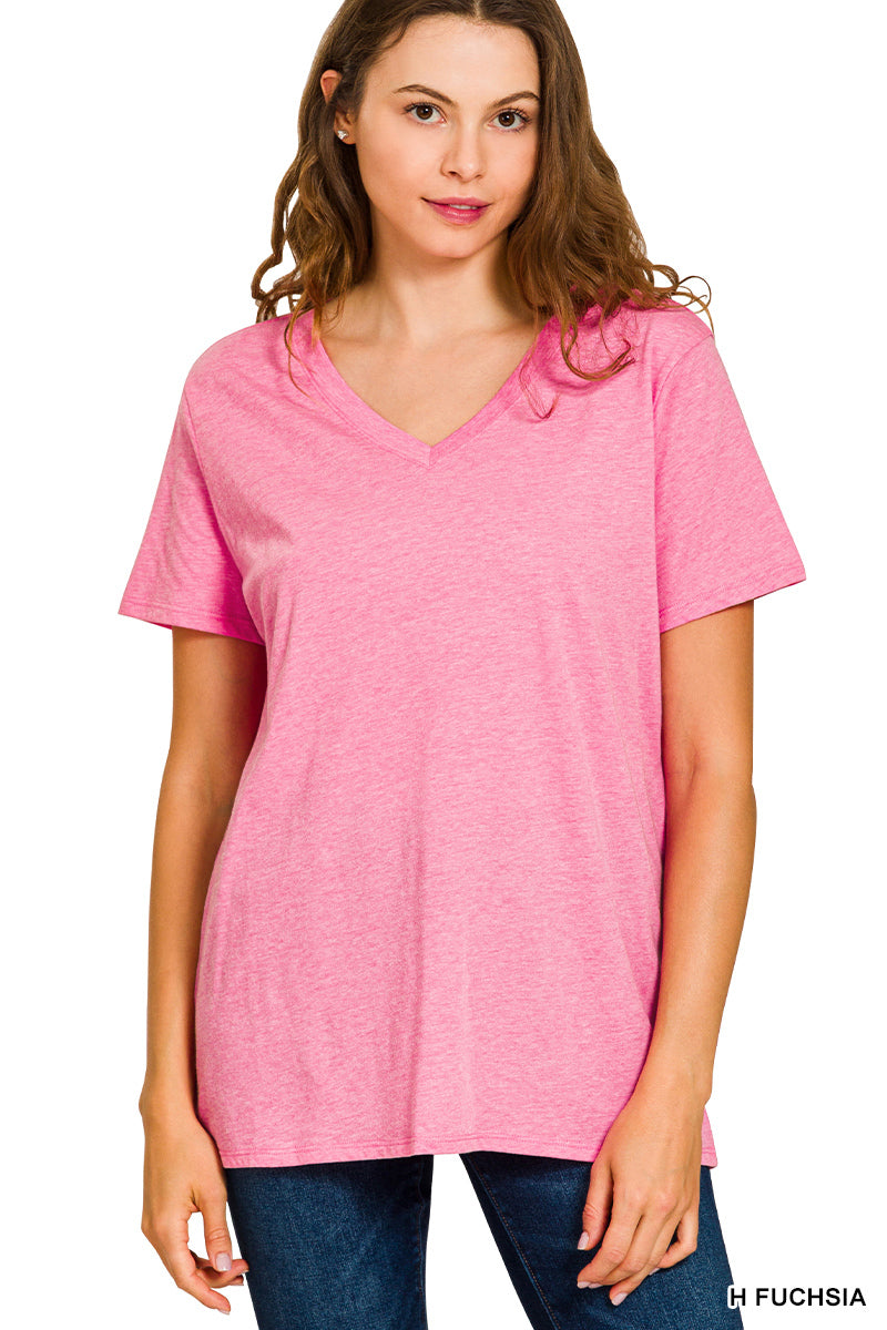 Cotton short sleeve v-neck tee