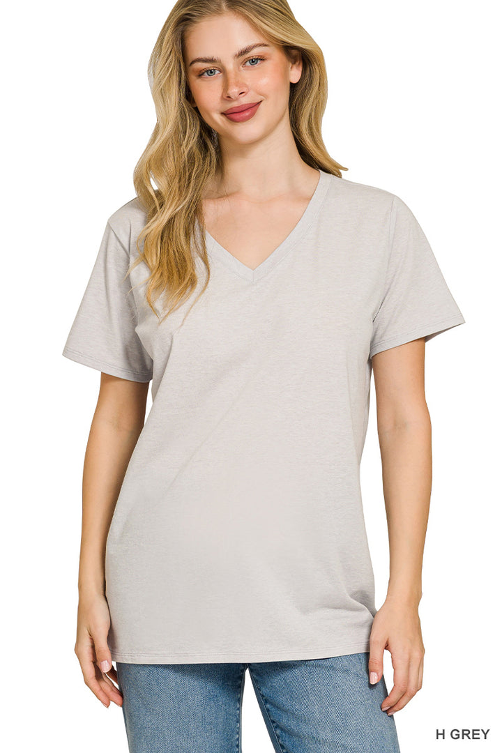 Cotton short sleeve v-neck tee