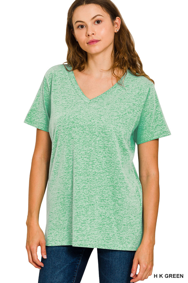 Cotton short sleeve v-neck tee