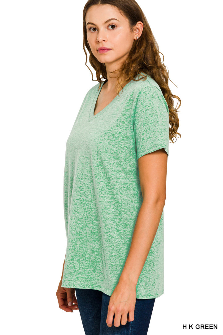 Cotton short sleeve v-neck tee