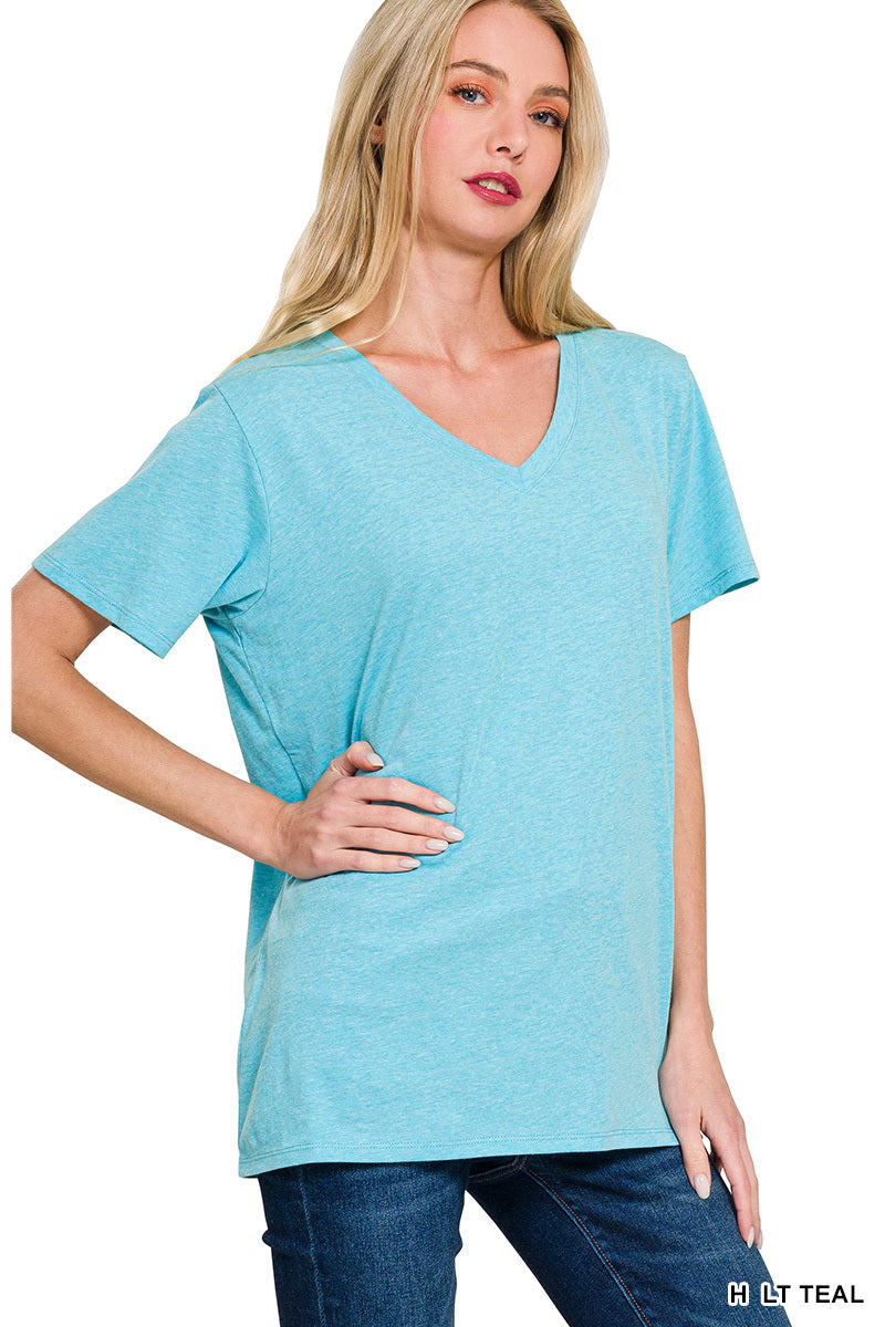 Cotton short sleeve v-neck tee