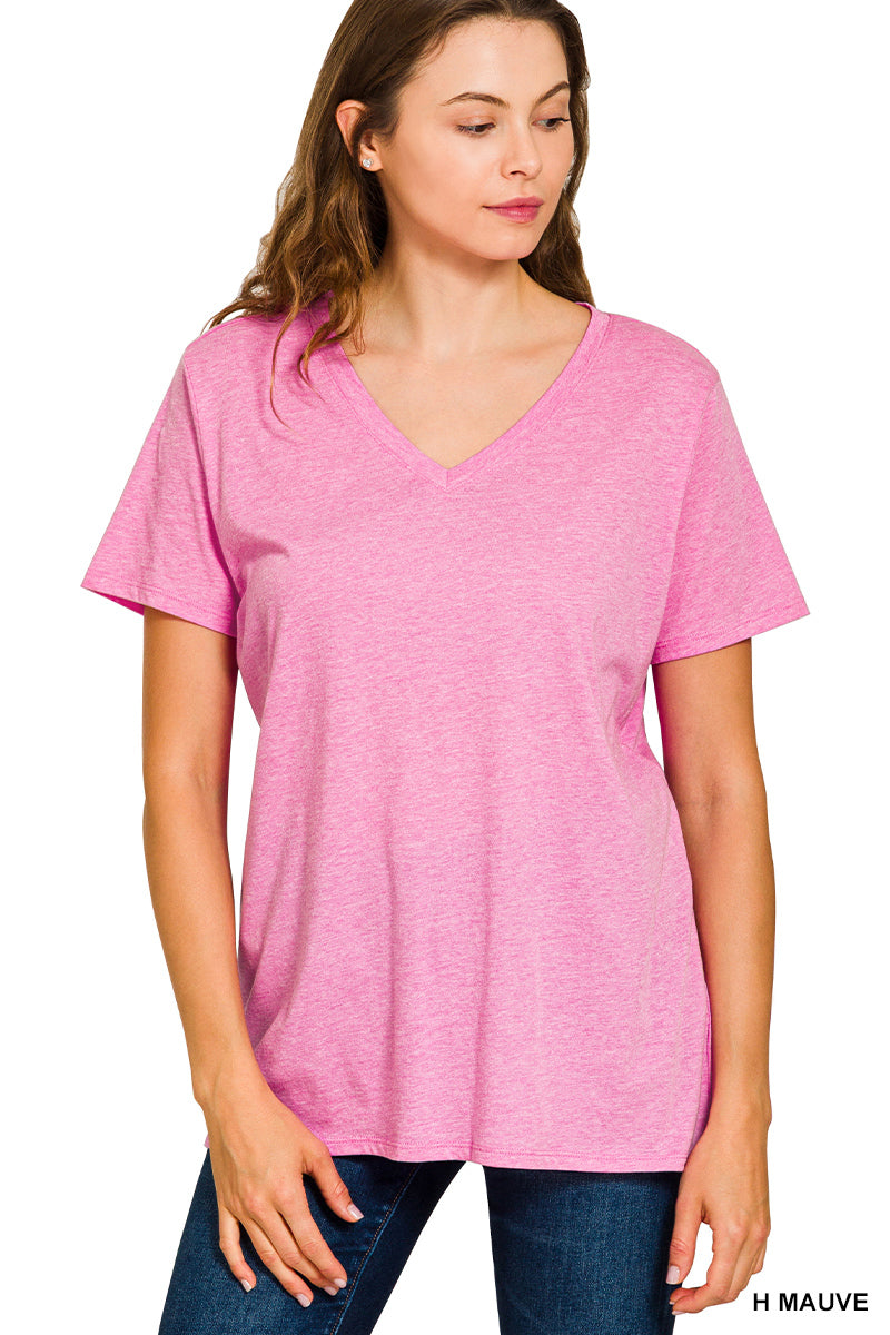 Cotton short sleeve v-neck tee