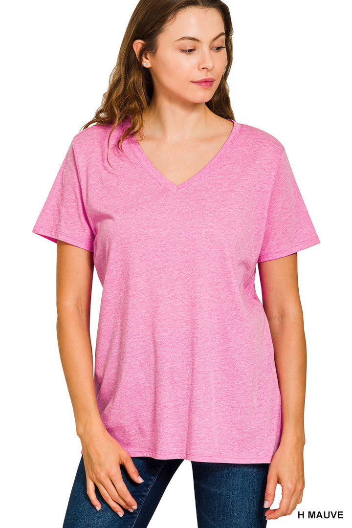 Cotton short sleeve v-neck tee