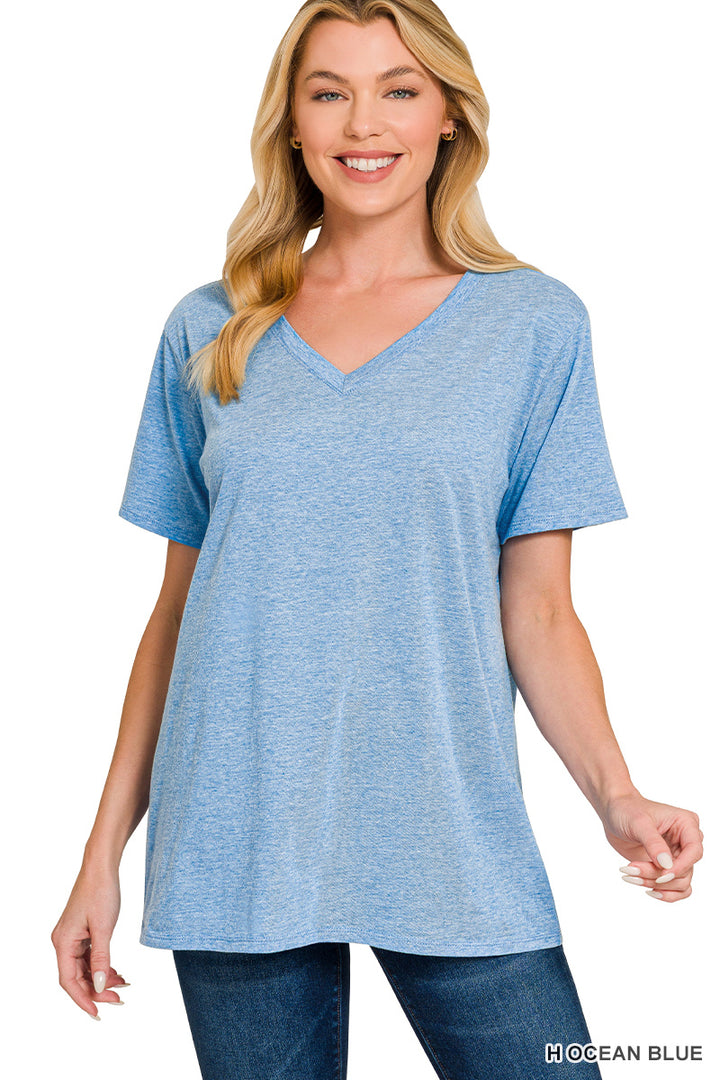 Cotton short sleeve v-neck tee