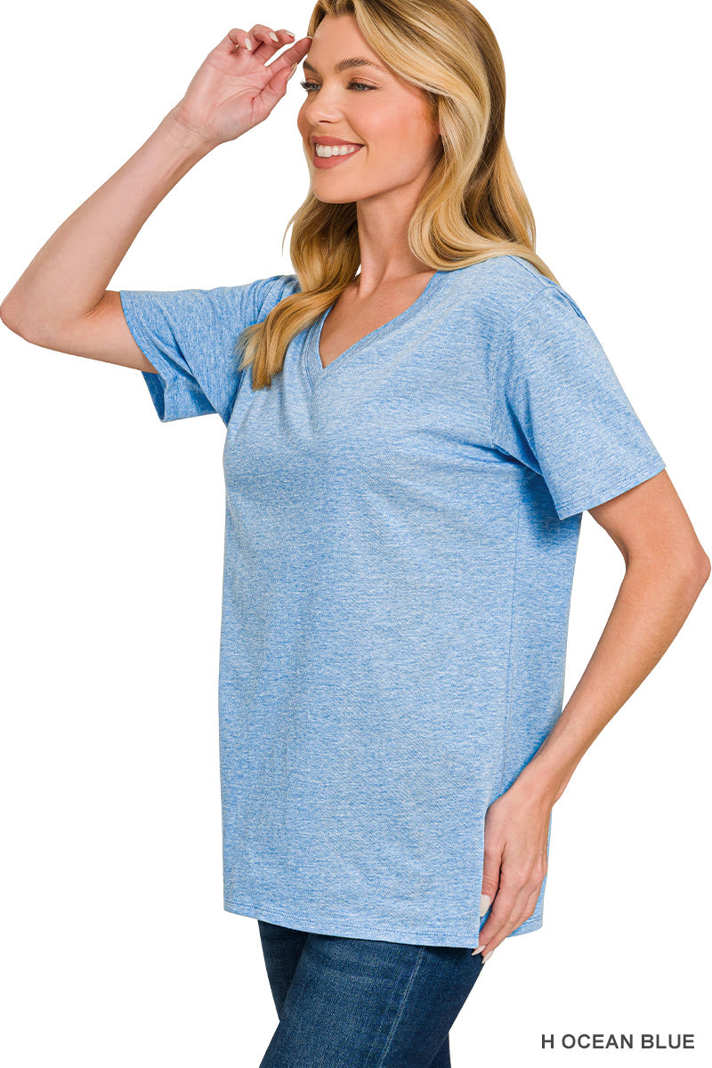 Cotton short sleeve v-neck tee