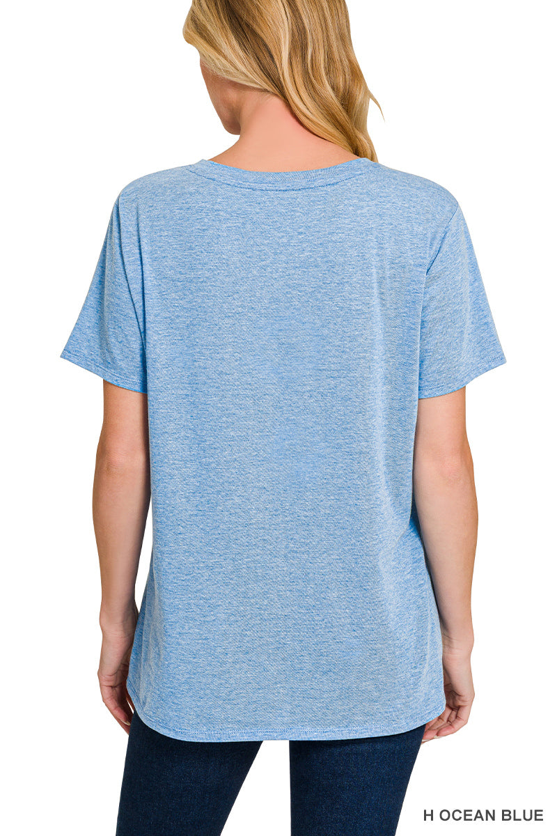 Cotton short sleeve v-neck tee