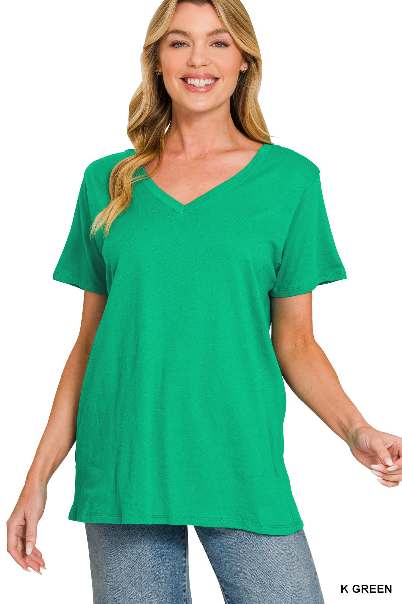 Cotton short sleeve v-neck tee