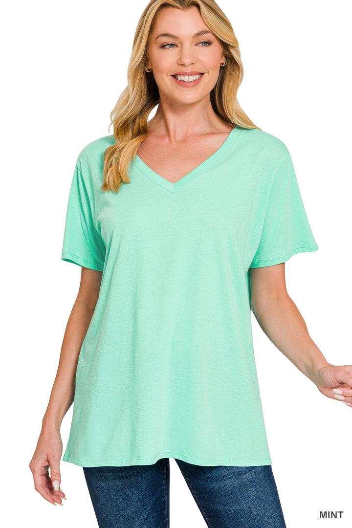 Cotton short sleeve v-neck tee